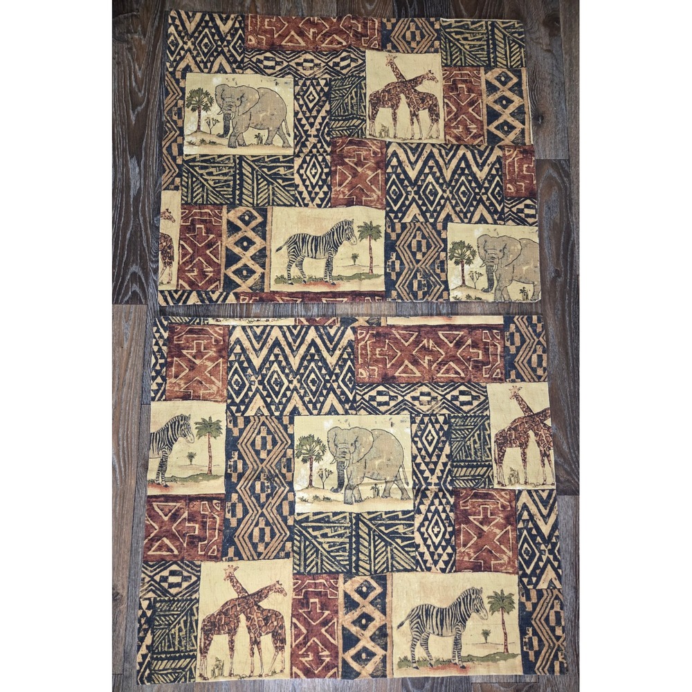 Vintage Dan River Safari Animal Print Pillow Shams Set of 2 Cotton Tribal 30x26